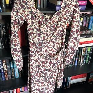 Abercrombie & Fitch Burgundy Floral Long Sleeve Dress